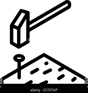 hammer nail assembly furniture line icon vector. hammer nail assembly furniture sign. isolated contour symbol black illustration. hammer nail assembly furniture line icon vector illustration Stock Vector