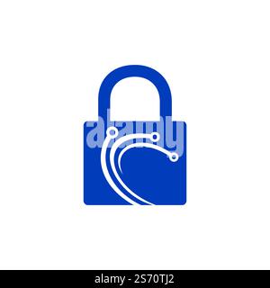 Lock Tech Logo Design Template. Cyber security logotype. Stock Vector