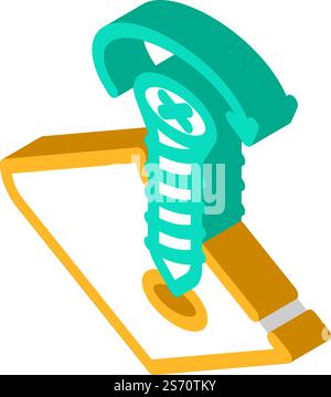tighten screw screwdriver assembly furniture isometric icon vector. tighten screw screwdriver assembly furniture sign. isolated symbol illustration. tighten screw screwdriver assembly furniture isometric icon vector illustration Stock Vector