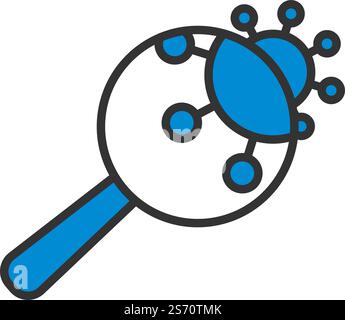 Magnifier Over Coronavirus Molecule Icon. Editable Bold Outline With Color Fill Design. Vector Illustration. Stock Vector