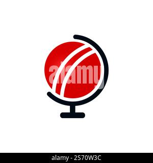 Cricket ball as a globe vector logo design. Stock Vector