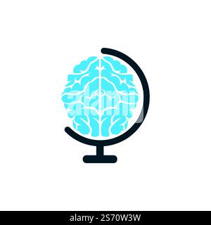 Brain planet vector logo template. Smart world logo symbol design. Stock Vector