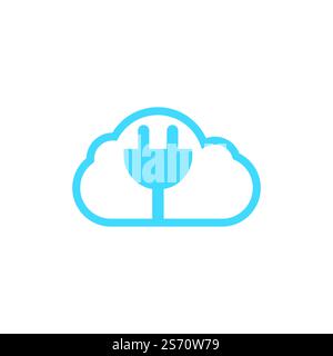 Electric power plug and cloud vector logo design. Power logo design template. Power energy symbol. Stock Vector
