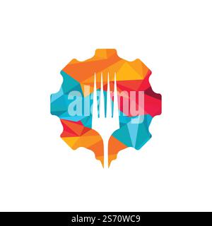 Gear food vector logo design. Organic food logo concept. Stock Vector