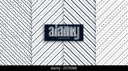 abstract diagonal lines classic patterns set of four Stock Vector