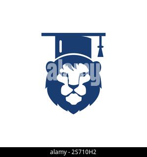 Lion Student vector logo design. Lion academy logo concept. Stock Vector