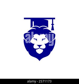 Lion Student vector logo design. Lion academy logo concept. Stock Vector
