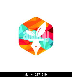 Leaf and pen logo design. Education and writer community Logo. Institutional and educational vector logo design. Stock Vector