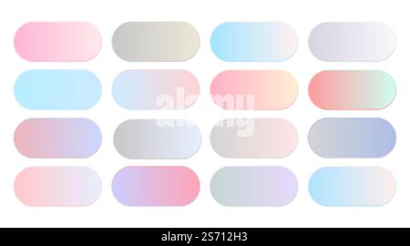 soft pastel color gradients combination big set Stock Vector