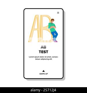 ab test vector. split hypothesis, traffic web, optimization comparison, business data research ab test character. people flat cartoon illustration. ab test vector Stock Vector