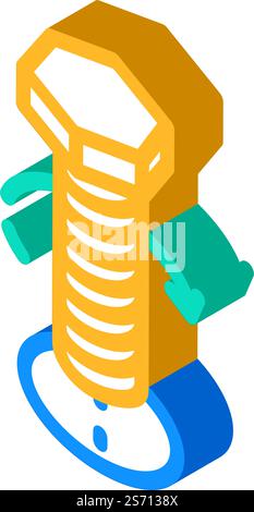 screw with screwdriver assembly furniture isometric icon vector. screw with screwdriver assembly furniture sign. isolated symbol illustration. screw with screwdriver assembly furniture isometric icon vector illustration Stock Vector
