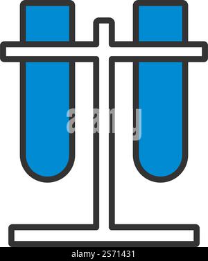 Lab Flasks Attached To Stand Icon. Editable Bold Outline With Color Fill Design. Vector Illustration. Stock Vector