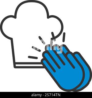 Clapping Palms To Toque Icon. Editable Bold Outline With Color Fill Design. Vector Illustration. Stock Vector