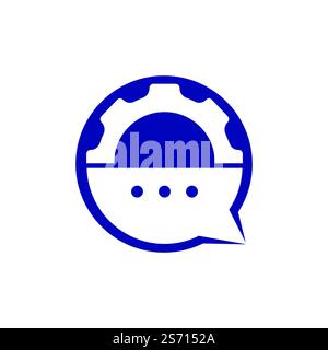 Gear chat vector logo design template. Gear bubble chat vector logo. Stock Vector