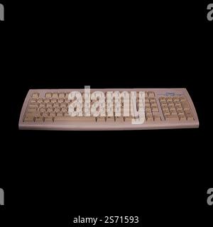 A Stunning Classic Computer Keyboard Displayed Beautifully Against a Black Background Stock Photo
