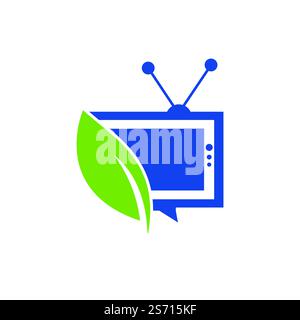 Nature TV vector logo template. Agricultural broadcast TV logo. Stock Vector