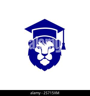 Lion Student vector logo design. Lion academy logo concept. Stock Vector