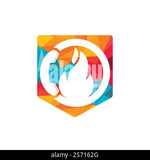 Hot call vector logo design concept. Handset and fire icon. Stock Vector