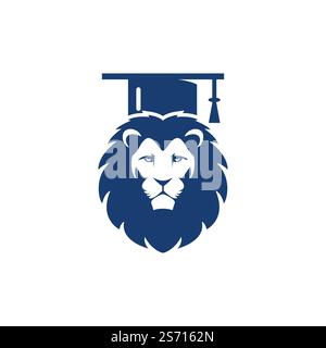 Lion Student vector logo design. Lion academy logo concept. Stock Vector