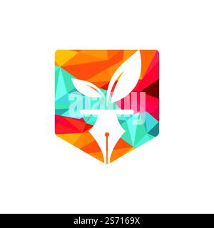 Leaf and pen logo design. Education and writer community Logo. Institutional and educational vector logo design. Stock Vector
