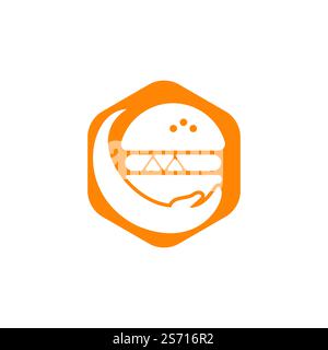 Burger care vector logo design. Vector burger and hand logo combination. Stock Vector