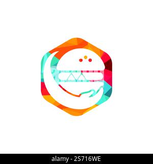 Burger care vector logo design. Vector burger and hand logo combination. Stock Vector
