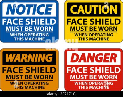 Face Shield Must Be Worn Sign On White Background Stock Vector
