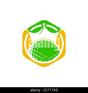King golf vector logo design. Golf ball with crown vector icon. Stock Vector