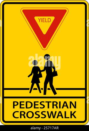 Yield Pedestrian Crosswalk Sign On White Background Stock Vector