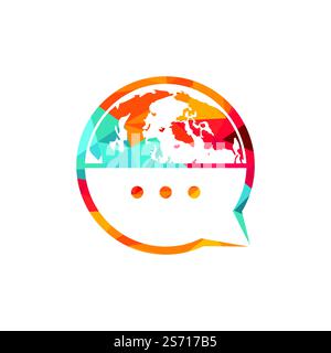 World chat vector logo design. Globe logo with bubble talk icon Stock ...