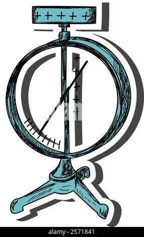 Physics equipment sticker with shadow on education theme. Back to school. Vector illustration. Stock Vector