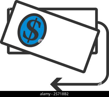 Cash Back Dollar Banknotes Icon. Editable Bold Outline With Color Fill Design. Vector Illustration. Stock Vector