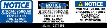 Notice When Servicing Batteries Sign On White Background Stock Vector