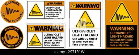 Warning Ultraviolet Light Hazard Label On White Background Stock Vector