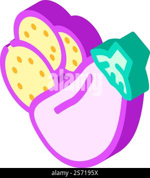 sliced round eggplant isometric icon vector. sliced round eggplant sign. isolated symbol illustration. sliced round eggplant isometric icon vector illustration Stock Vector