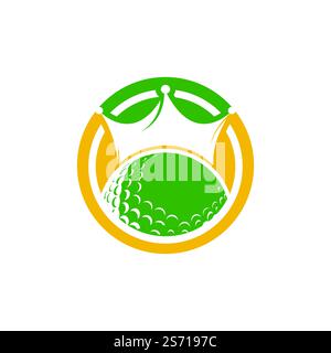 King golf vector logo design. Golf ball with crown vector icon. Stock Vector