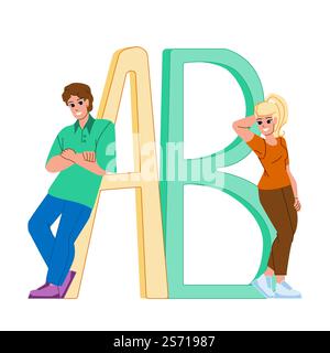 a b testing vector. split business, data comparison, web traffic, seo hypothesis, technology a b testing character. people flat cartoon illustration. a b testing vector Stock Vector