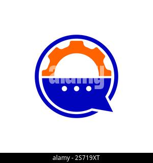Gear chat vector logo design template. Gear bubble chat vector logo. Stock Vector