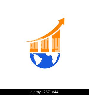 World Stats vector logo design template. World finance logo design concept. Stock Vector
