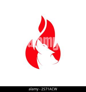 Wolf fire vector logo design template. Stock Vector