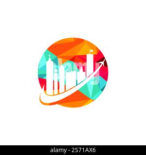 City travel vector logo design. Travel town logo icon design. Stock Vector
