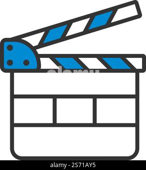 Clapperboard Icon. Editable Bold Outline With Color Fill Design. Vector Illustration. Stock Vector