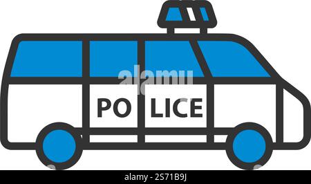 Police Van Icon. Editable Bold Outline With Color Fill Design. Vector Illustration. Stock Vector