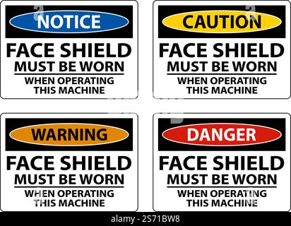 Face Shield Must Be Worn Sign On White Background Stock Vector
