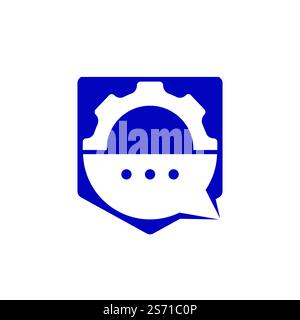 Gear chat vector logo design template. Gear bubble chat vector logo. Stock Vector