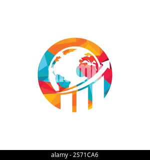 World Stats vector logo design template. World finance logo design concept. Stock Vector