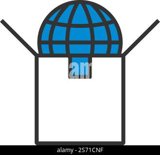 Planet In Box. Editable Bold Outline With Color Fill Design. Vector Illustration. Stock Vector