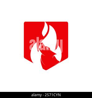 Wolf fire vector logo design template. Stock Vector