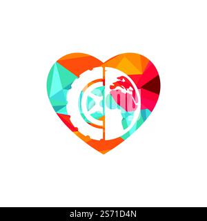 Tire world vector logo template. Vector wheel and planet logo combination. Stock Vector