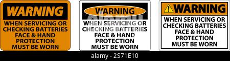 Warning When Servicing Batteries Sign On White Background Stock Vector